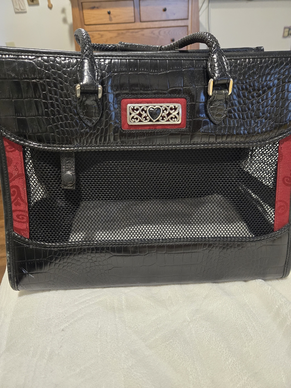 Brighton Black Pet Carrier with Silver Nameplate
